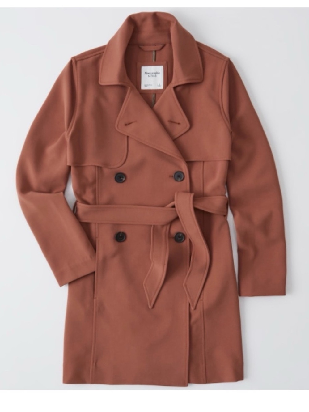 Abercrombie & Fitch Women's Rust-Brown Double-Breasted Trench Coat